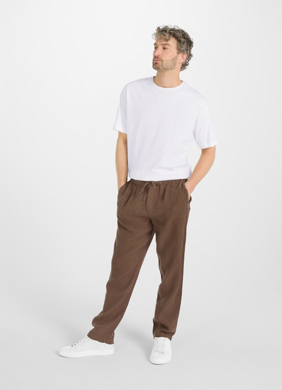Regular Fit Hosen Leinen - Hose cacao