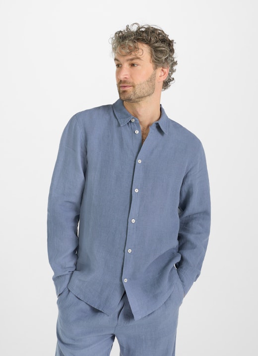 Regular Fit Hemden Leinen - Hemd denim