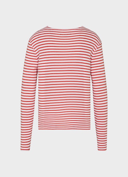Slim Fit Longsleeves Modal Longsleeve signal red-white