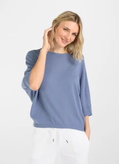 Coupe Casual Fit Maille Pull en cachemire mélangé denim