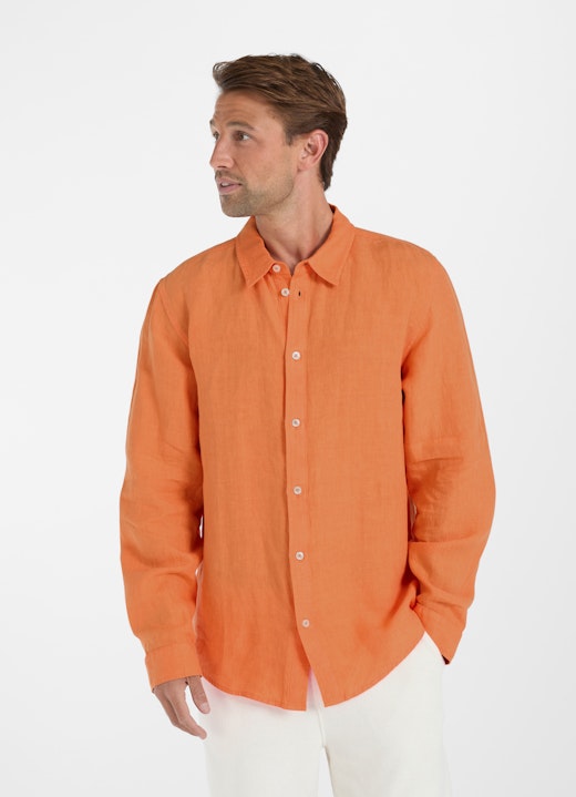 Regular Fit Hemden Leinen - Hemd jaffa orange