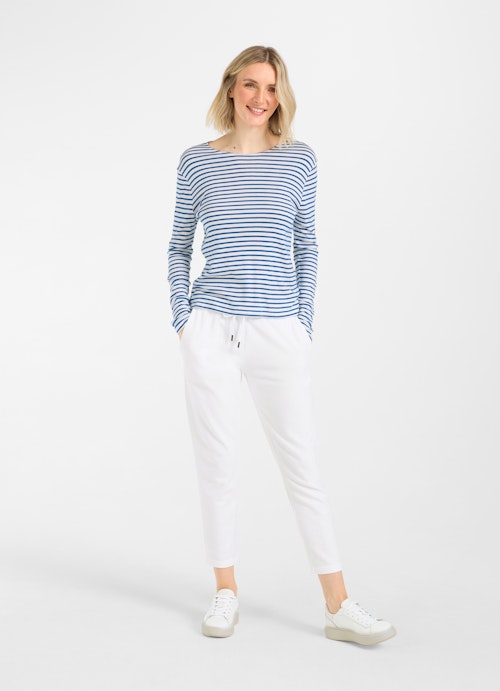 Coupe Slim Fit T-shirts à manches longues Manches longues en modal victoria blue-white