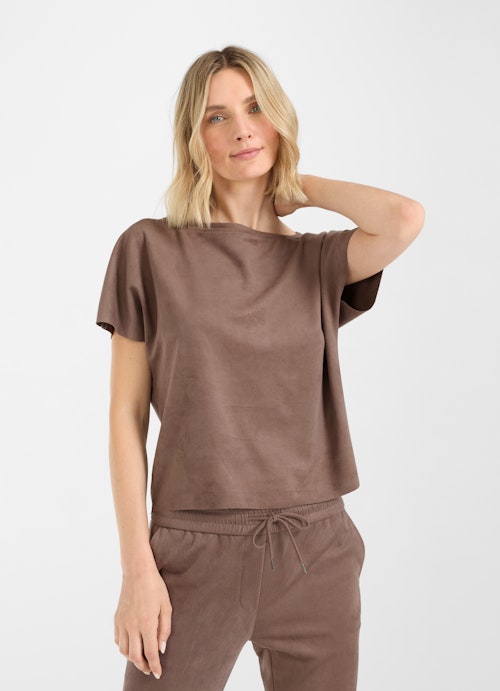 Regular Fit Tops Tech Velours - Top cacao