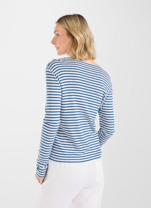 Coupe Slim Fit T-shirts à manches longues Manches longues en modal victoria blue-white