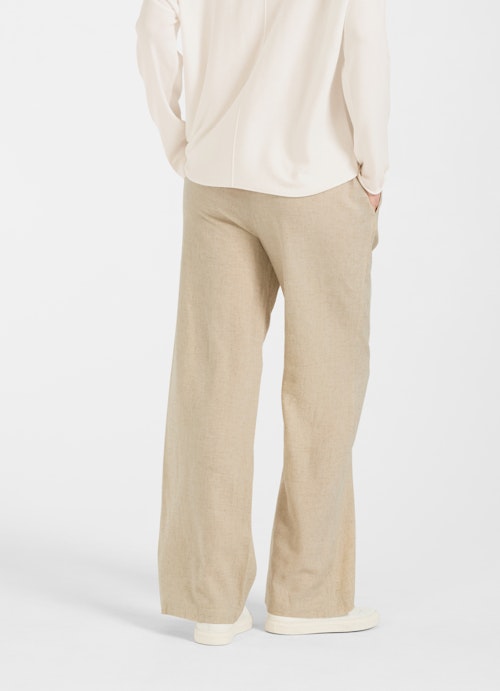 Wide Leg Hosen Leinen - Hose desert sand