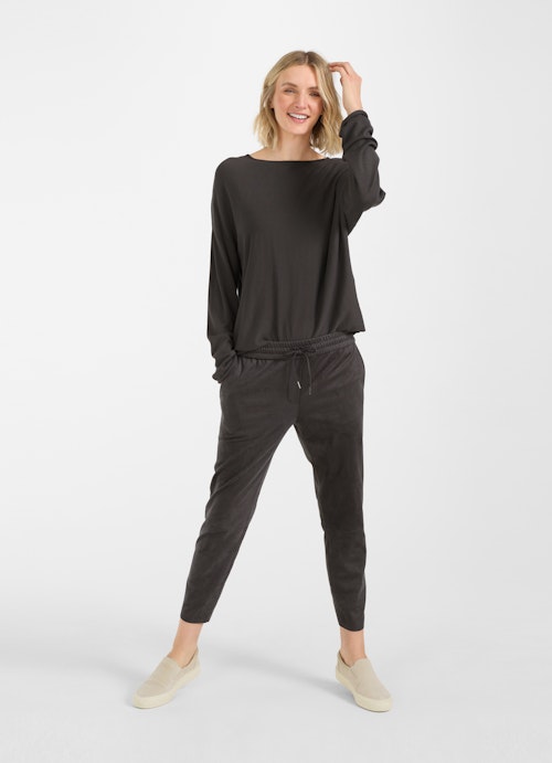 Regular Fit Pants Tech leather pants charcoal