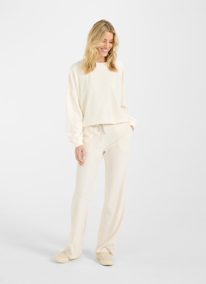 wide leg Hosen Samt - Sweatpants eggshell