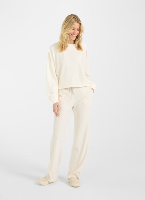 wide leg Hosen Samt - Sweatpants eggshell