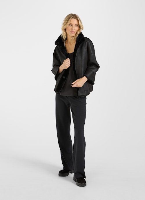 Loose Fit Jackets Faux Fur - reversible jacket black