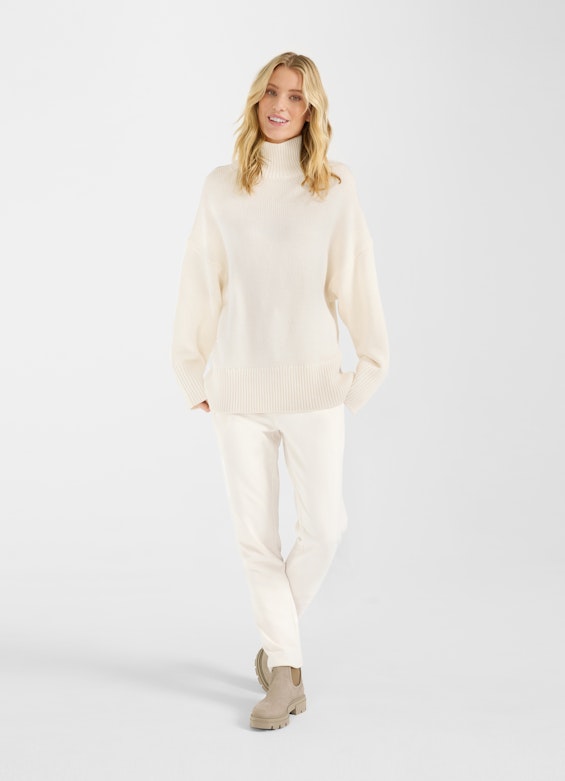 Coupe Casual Fit Maille Pull col roulé en cachemire eggshell