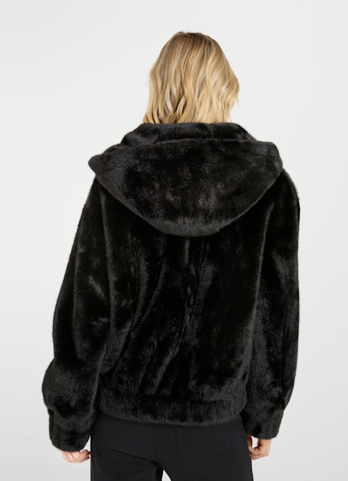 Oversized Fit Jacken Faux Fur - Kapuzenjacke black