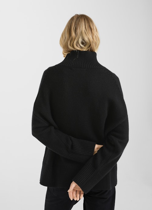 Casual Fit Strick Cashmere - Rollkragenpullover black