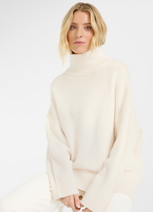 Casual Fit Strick Cashmere - Rollkragenpullover eggshell