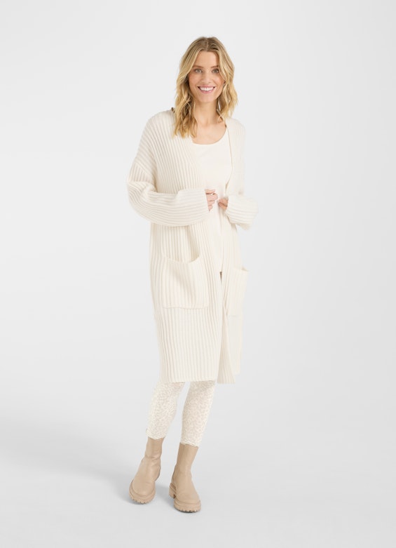 Coupe Regular Fit Maille Cardigan en mélange de cachemire eggshell