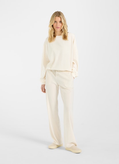 wide leg Hosen Samt - Sweatpants eggshell