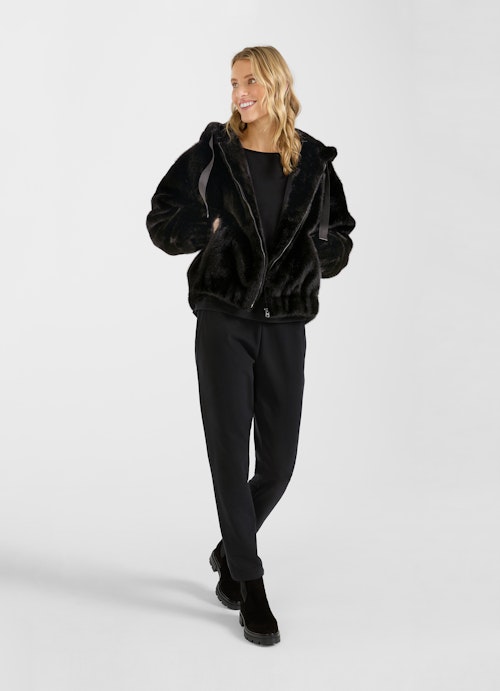 Oversized Fit Jacken Faux Fur - Kapuzenjacke black