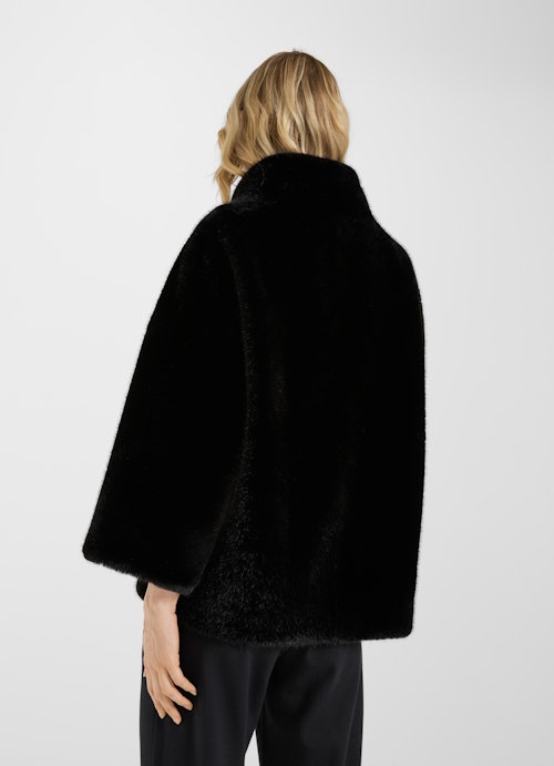 Loose Fit Jackets Faux Fur - reversible jacket black