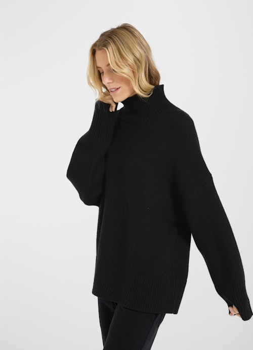 Casual Fit Strick Cashmere - Rollkragenpullover black