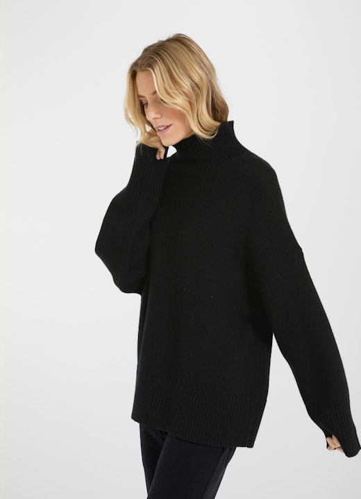 Casual Fit Strick Cashmere - Rollkragenpullover black