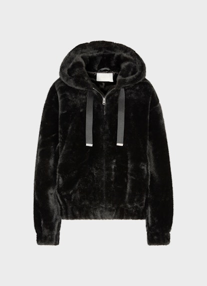 Oversized Fit Jacken Faux Fur - Kapuzenjacke black