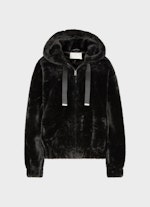Oversized Fit Jacken Faux Fur - Kapuzenjacke black