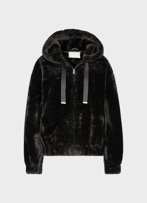 Coupe oversize Vestes Veste à capuche en fausse fourrure black