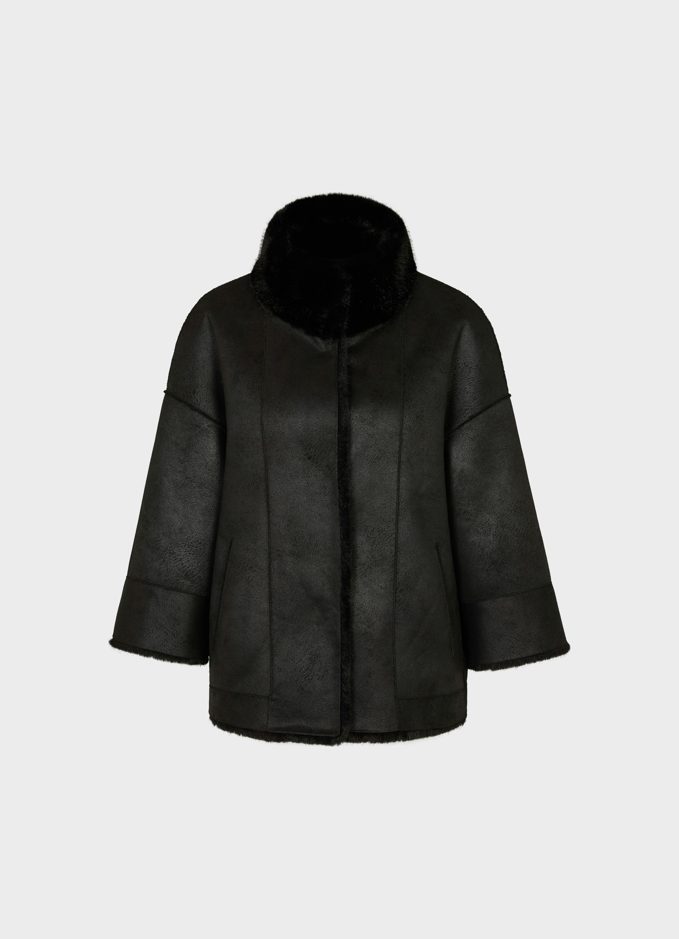 Black Faux Fur - reversible jacket Fedora | Buy Jackets online at