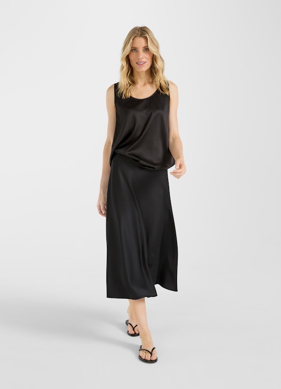 Loose Fit Tops Satin - Top black