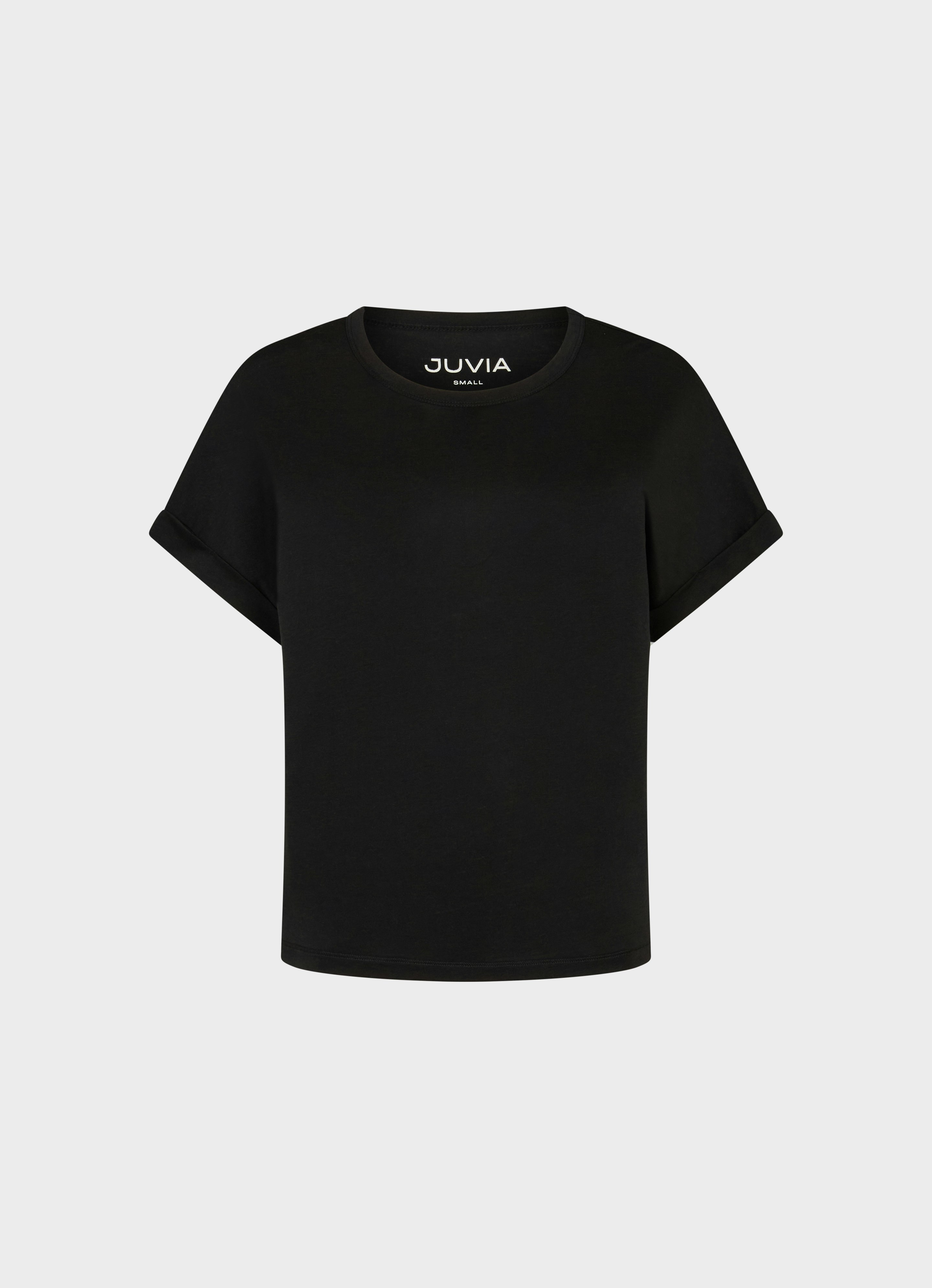JUVIA 売れ筋商品|||ジュヴィア Tシャツ トップス レディース T-shirts Black Black Lyocell T-Shirt Jana | Buy T-shirts online at JUVIA