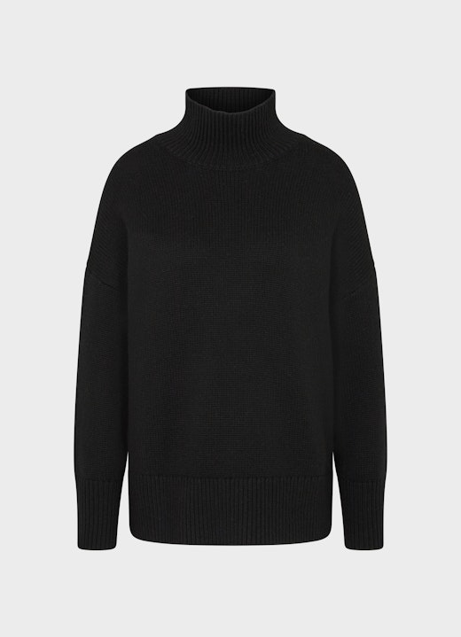 Casual Fit Strick Cashmere - Rollkragenpullover black