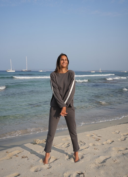 Medium Fit Sweatshirts Monaco Fleece Sweater w. Satin Tape graphit