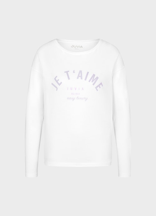Loose Fit T-shirts Longlseeve white-dusty violet