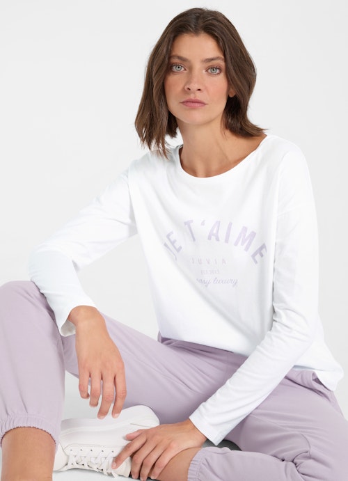 Loose Fit T-shirts Longlseeve white-dusty violet