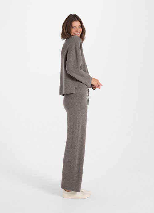 Regular Fit Hosen Cashmere Blend - Strickhose plum kitten mel.