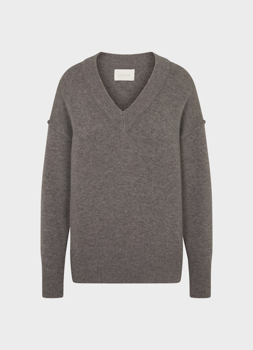 Casual Fit Strick Cashmere Blend - Pullover plum kitten mel.