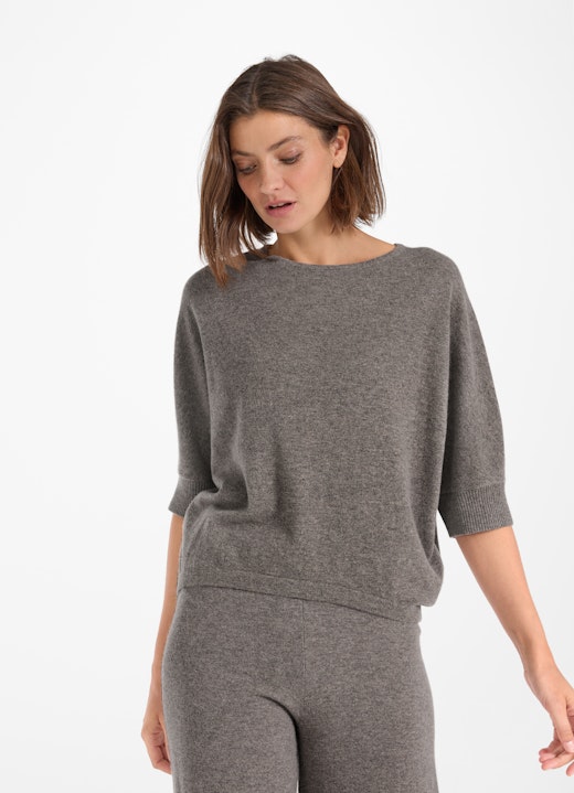 Casual Fit Strick Cashmere Blend - Pullover plum kitten mel.