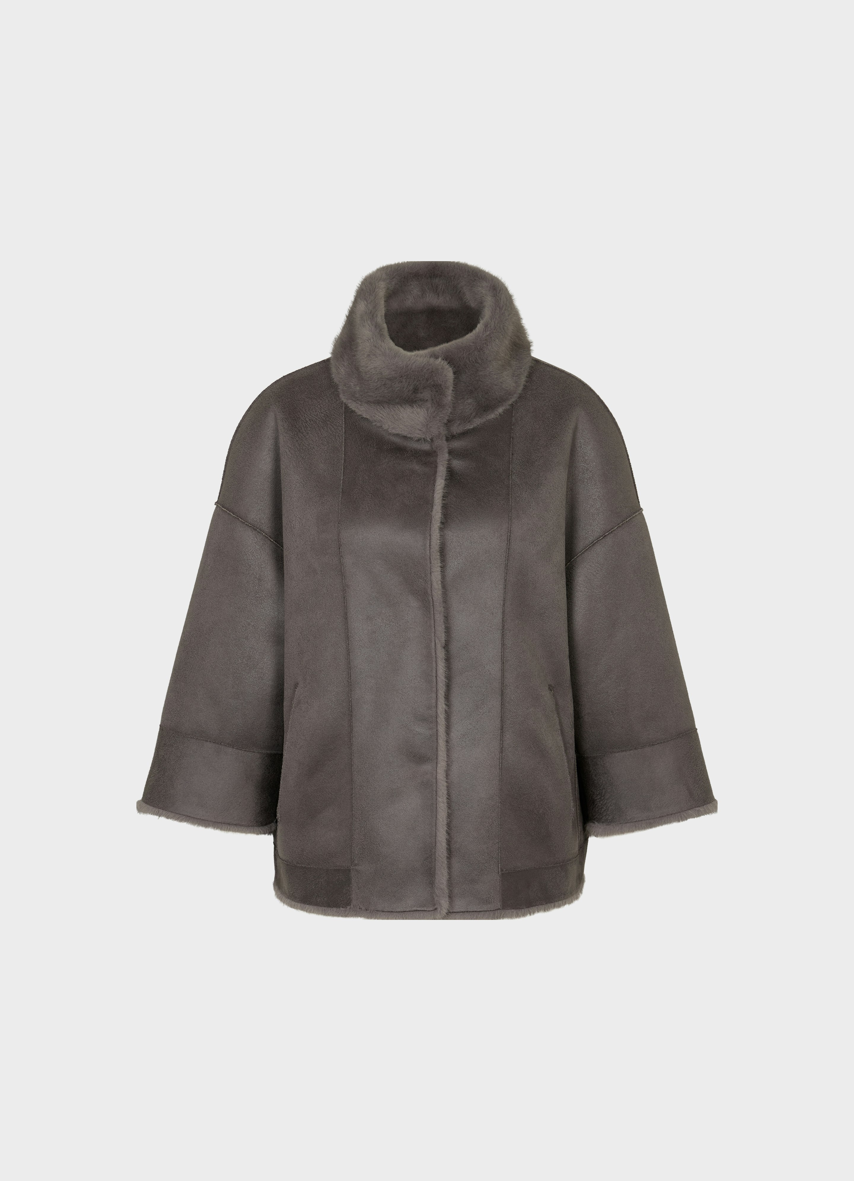 Grey Faux Fur - reversible jacket Fedora | Buy Jackets online at JUVIA