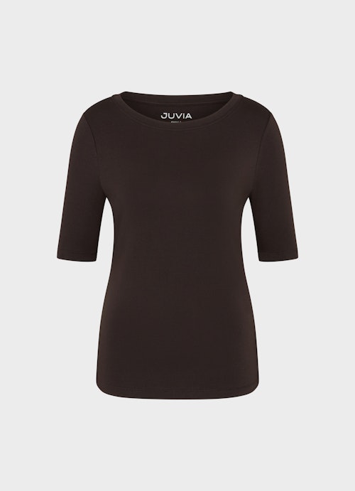 Slim Fit T-shirts Jersey Modal - T-Shirt bitter chocolate