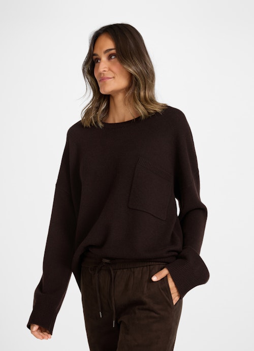 Coupe Casual Fit Maille Pull en mélange de cachemire bitter chocolate