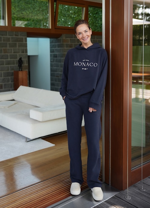 Casual Fit Hosen Fleece Trousers Wide Leg "Monaco Baby!" navy