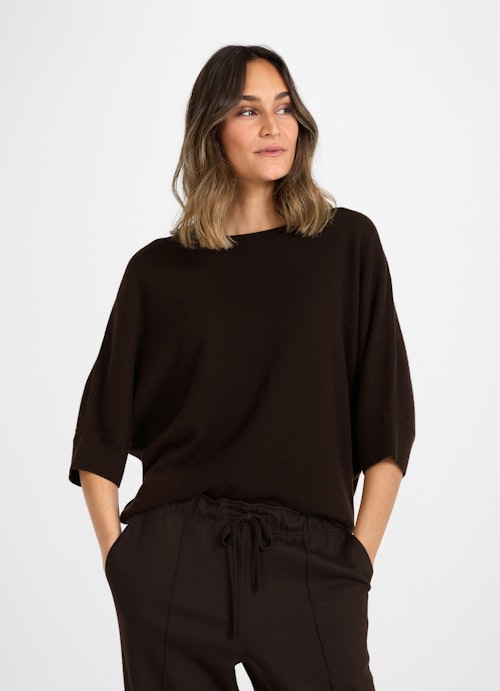 Casual Fit Knitwear Cashmere Blend Sweater bitter chocolate