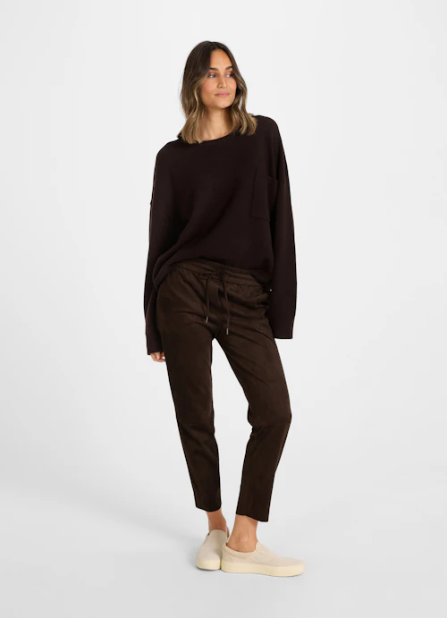 Regular Fit Pants Tech Velour Pants bitter chocolate