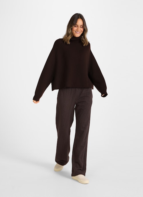 Oversized Fit Strick Cashmere - Rollkragenpullover bitter chocolate