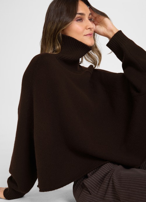 Oversized Fit Strick Cashmere - Rollkragenpullover bitter chocolate