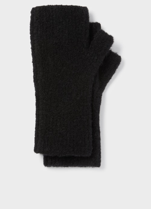One Size Strick Wollhandschuhe black