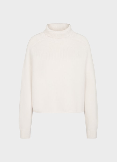 Coupe oversize Maille Pull à col roulé en cachemire mélangé eggshell