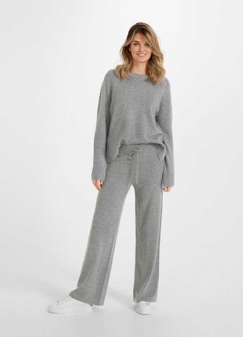 Regular Fit Hosen Cashmere Blend - Strickhose steel grey mel.