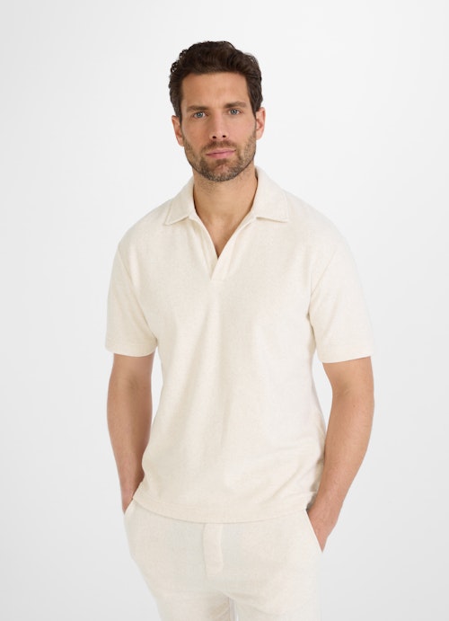 Regular Fit T-shirts Terry polo shirt crème mel.