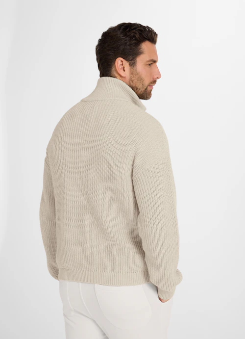 Casual Fit Strick Zip Jacke dune mel.