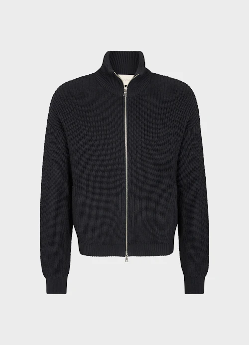 Casual Fit Strick Zip Jacke navy